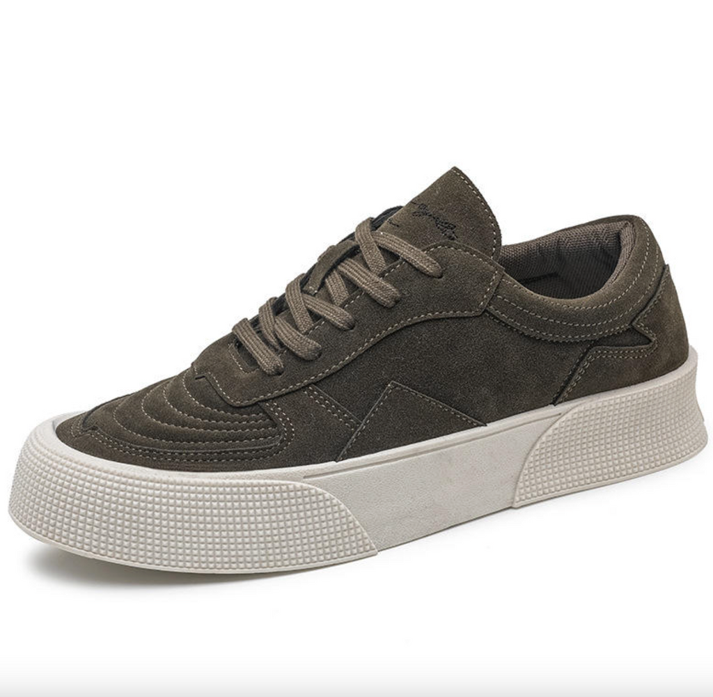 Men’s Suede Leather Casual Sneakers – Retro Black Loafers