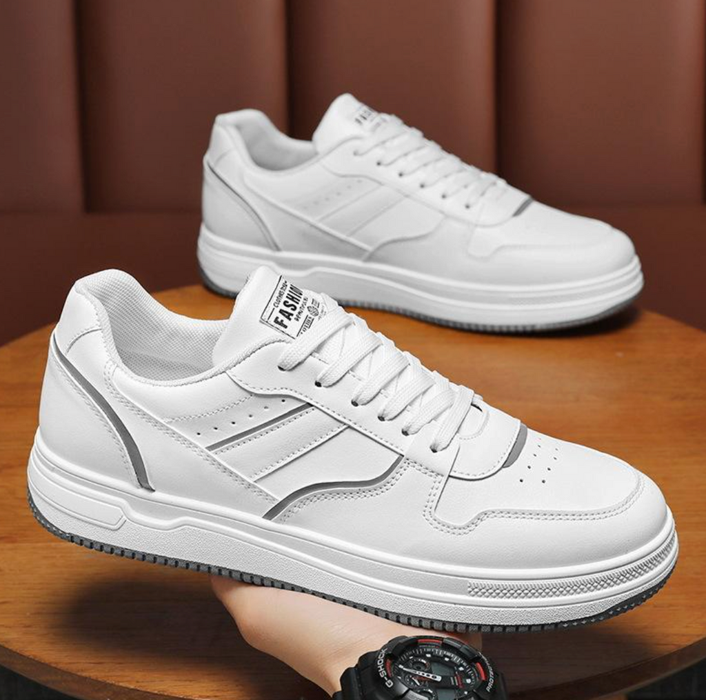 Men’s Breathable White Casual Sneakers – Modern Everyday Shoes